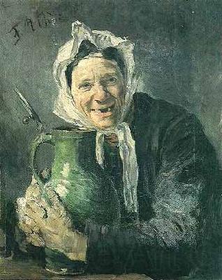 Fritz von Uhde Old woman with a pitcher Norge oil painting art